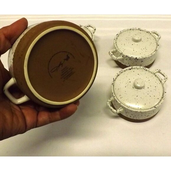 Set 4 Dolly Parton Stoneware Mini Casserole Dishes W Lids Oven Microwave Safe - Picture 3 of 9